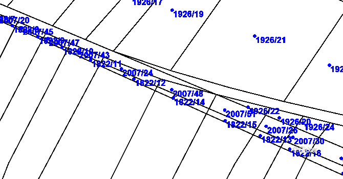 Parcela st. 2007/48 v KÚ Ponědraž, Katastrální mapa