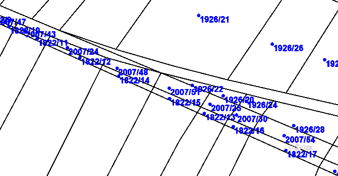 Parcela st. 2007/51 v KÚ Ponědraž, Katastrální mapa