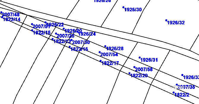 Parcela st. 2007/54 v KÚ Ponědraž, Katastrální mapa