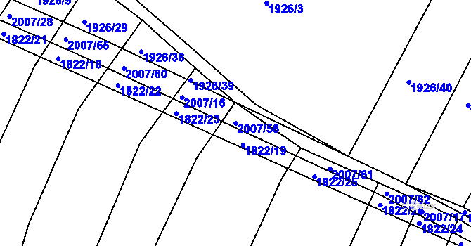 Parcela st. 2007/56 v KÚ Ponědraž, Katastrální mapa