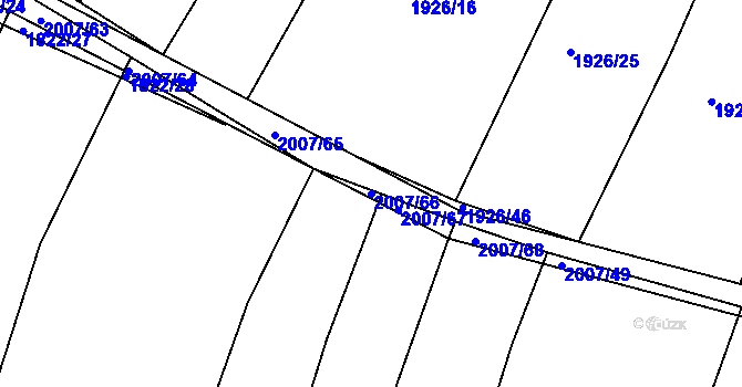 Parcela st. 2007/66 v KÚ Ponědraž, Katastrální mapa