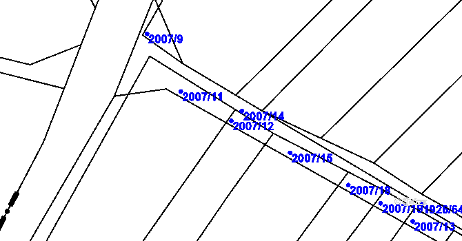 Parcela st. 2007/12 v KÚ Ponědraž, Katastrální mapa
