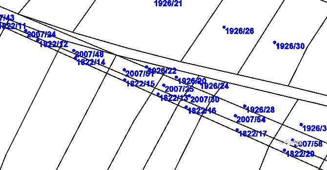 Parcela st. 2007/25 v KÚ Ponědraž, Katastrální mapa