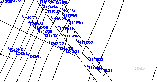 Parcela st. 1116/27 v KÚ Ponědraž, Katastrální mapa