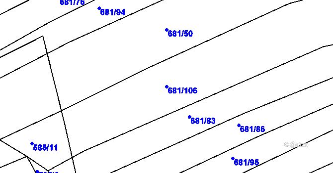 Parcela st. 681/106 v KÚ Ponědraž, Katastrální mapa