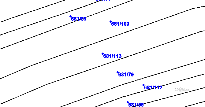Parcela st. 681/113 v KÚ Ponědraž, Katastrální mapa