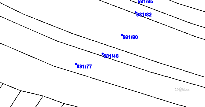 Parcela st. 681/48 v KÚ Ponědraž, Katastrální mapa