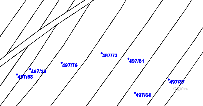 Parcela st. 497/73 v KÚ Ponědraž, Katastrální mapa