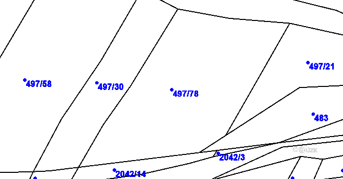 Parcela st. 497/78 v KÚ Ponědraž, Katastrální mapa
