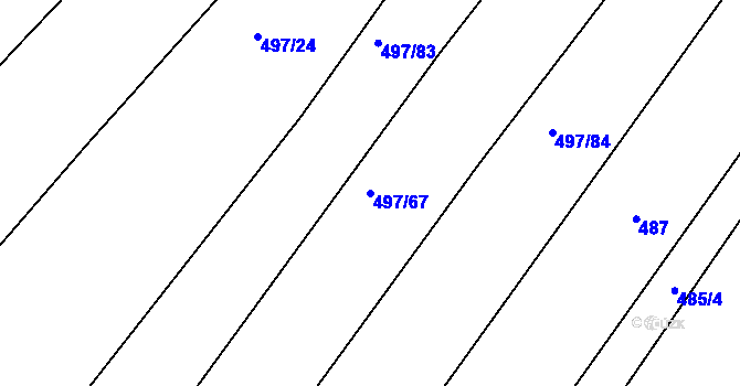 Parcela st. 497/67 v KÚ Ponědraž, Katastrální mapa
