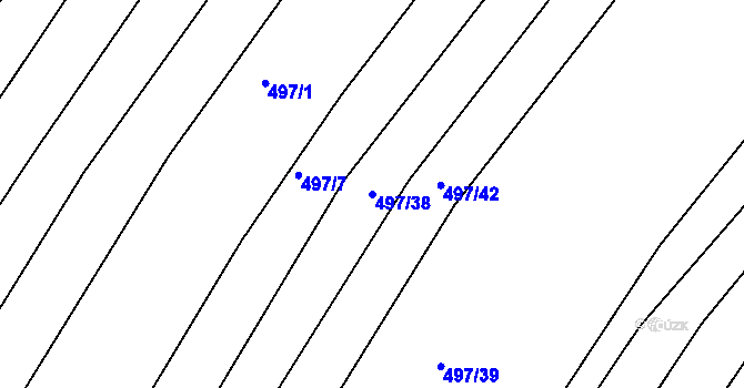 Parcela st. 497/38 v KÚ Ponědraž, Katastrální mapa
