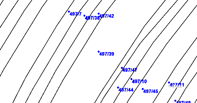 Parcela st. 497/39 v KÚ Ponědraž, Katastrální mapa