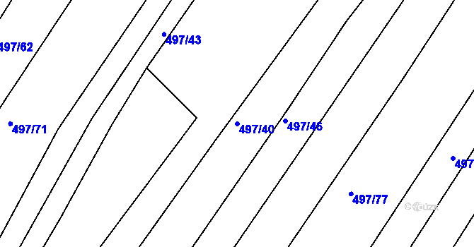 Parcela st. 497/40 v KÚ Ponědraž, Katastrální mapa