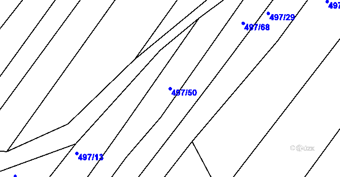 Parcela st. 497/50 v KÚ Ponědraž, Katastrální mapa