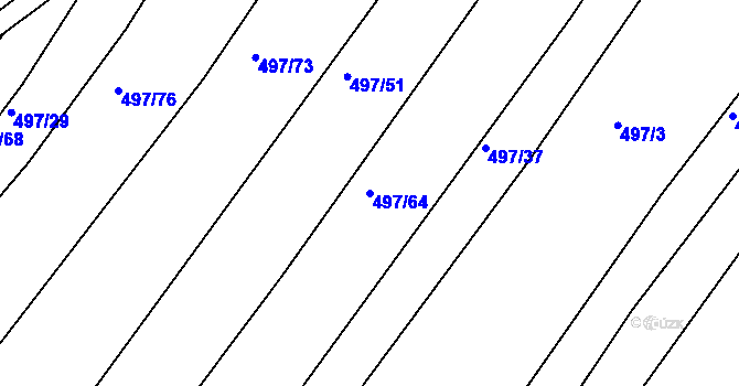 Parcela st. 497/64 v KÚ Ponědraž, Katastrální mapa