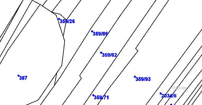 Parcela st. 359/62 v KÚ Ponědraž, Katastrální mapa