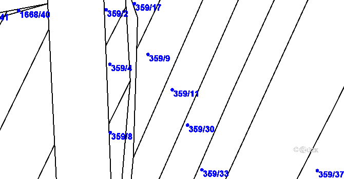 Parcela st. 359/11 v KÚ Ponědraž, Katastrální mapa