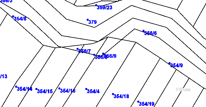 Parcela st. 356/9 v KÚ Ponědraž, Katastrální mapa