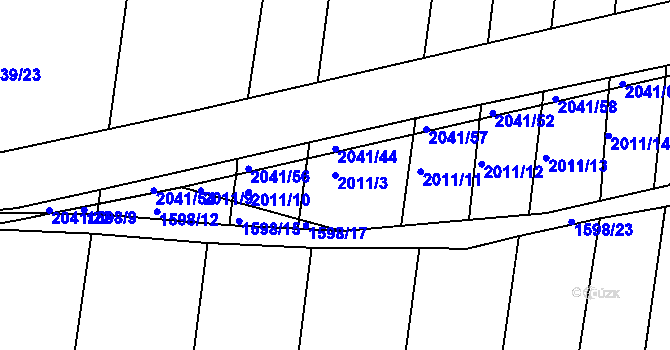 Parcela st. 2011/3 v KÚ Ponědraž, Katastrální mapa