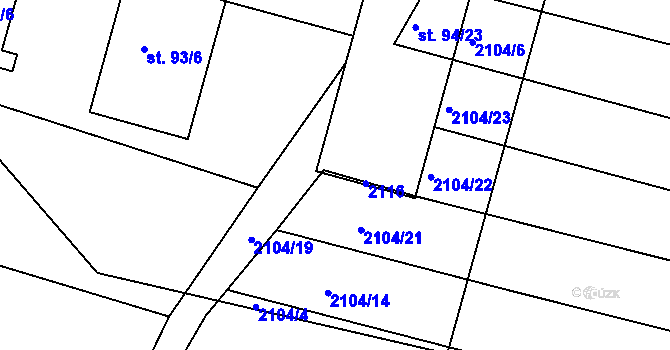 Parcela st. 94/25 v KÚ Ponědrážka, Katastrální mapa