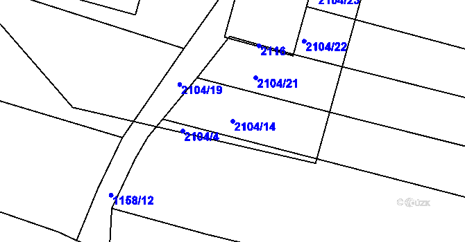 Parcela st. 2104/14 v KÚ Ponědrážka, Katastrální mapa
