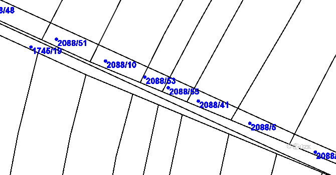Parcela st. 2088/55 v KÚ Ponědrážka, Katastrální mapa