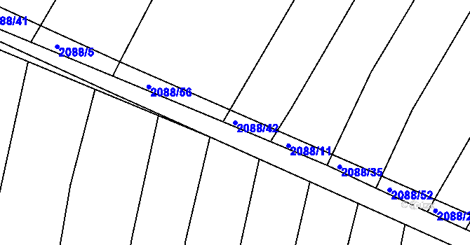 Parcela st. 2088/42 v KÚ Ponědrážka, Katastrální mapa