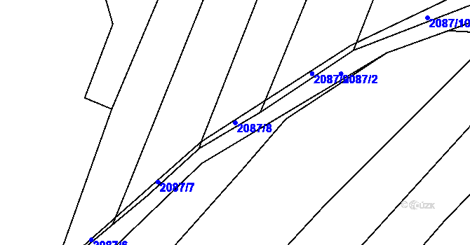 Parcela st. 2087/8 v KÚ Ponědrážka, Katastrální mapa