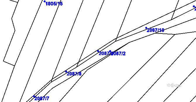 Parcela st. 2087/9 v KÚ Ponědrážka, Katastrální mapa