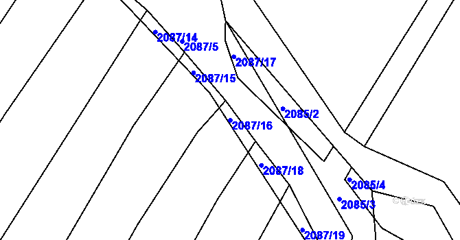 Parcela st. 2087/16 v KÚ Ponědrážka, Katastrální mapa