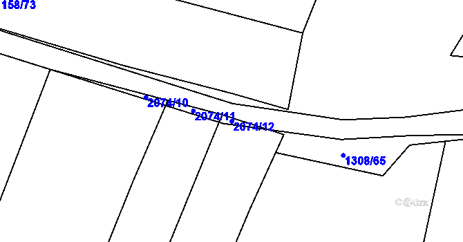 Parcela st. 2074/12 v KÚ Ponědrážka, Katastrální mapa