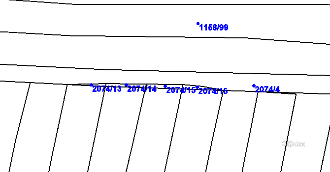 Parcela st. 2074/15 v KÚ Ponědrážka, Katastrální mapa