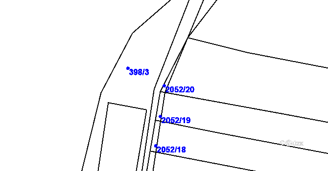 Parcela st. 2052/20 v KÚ Ponědrážka, Katastrální mapa