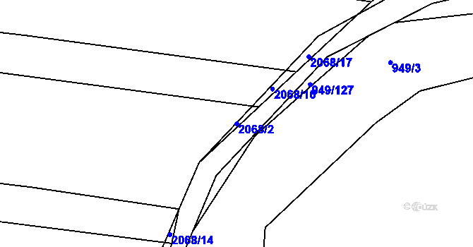 Parcela st. 2068/2 v KÚ Ponědrážka, Katastrální mapa