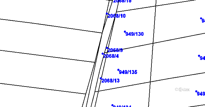 Parcela st. 2068/4 v KÚ Ponědrážka, Katastrální mapa