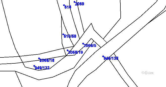 Parcela st. 2068/5 v KÚ Ponědrážka, Katastrální mapa
