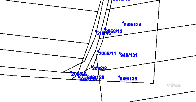 Parcela st. 2068/11 v KÚ Ponědrážka, Katastrální mapa