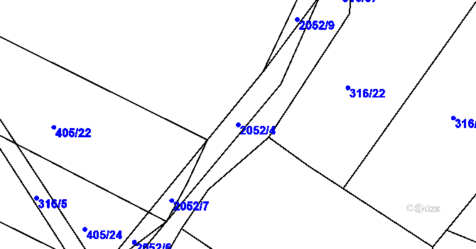 Parcela st. 2052/4 v KÚ Ponědrážka, Katastrální mapa