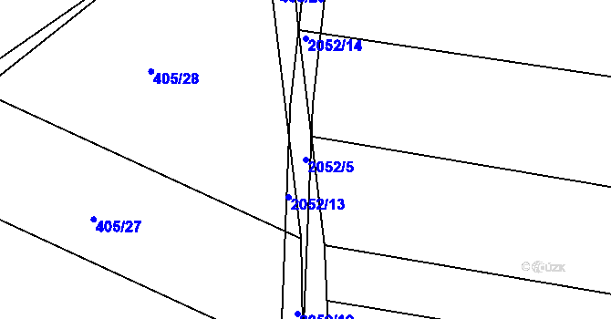 Parcela st. 2052/5 v KÚ Ponědrážka, Katastrální mapa