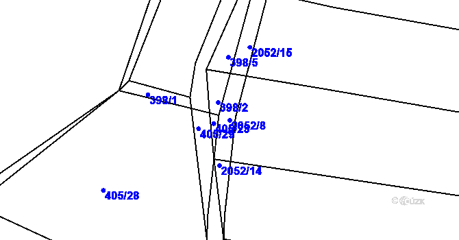 Parcela st. 2052/8 v KÚ Ponědrážka, Katastrální mapa