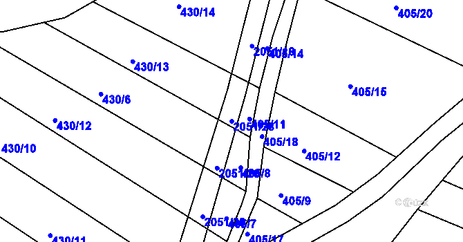 Parcela st. 2051/28 v KÚ Ponědrážka, Katastrální mapa