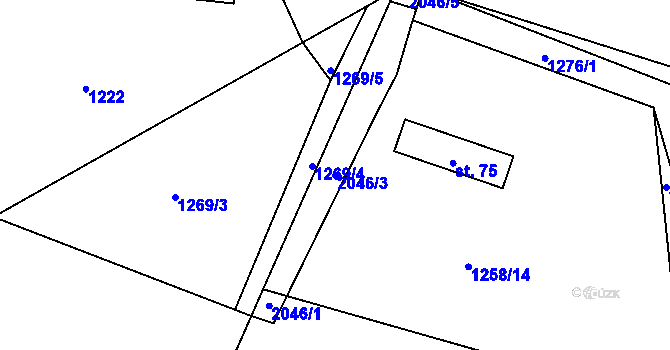 Parcela st. 2046/3 v KÚ Ponědrážka, Katastrální mapa