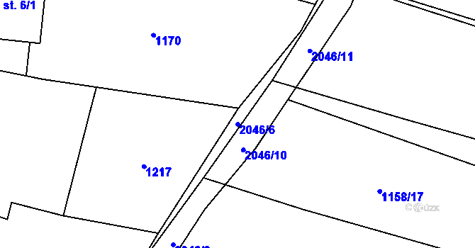 Parcela st. 2046/6 v KÚ Ponědrážka, Katastrální mapa