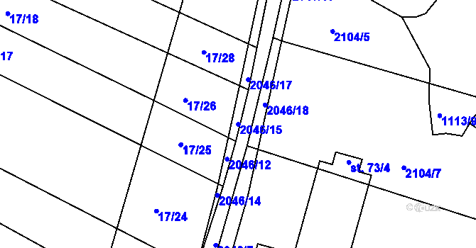 Parcela st. 2046/15 v KÚ Ponědrážka, Katastrální mapa