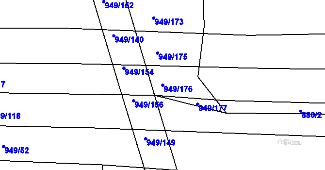 Parcela st. 949/176 v KÚ Ponědrážka, Katastrální mapa