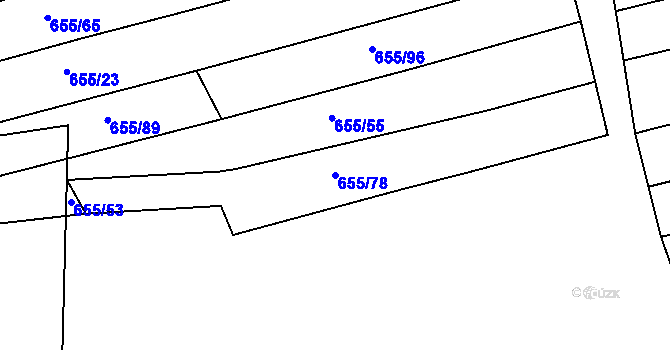 Parcela st. 655/78 v KÚ Ponědrážka, Katastrální mapa