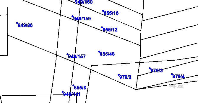 Parcela st. 655/48 v KÚ Ponědrážka, Katastrální mapa