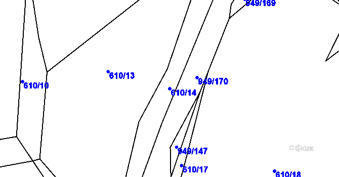 Parcela st. 610/14 v KÚ Ponědrážka, Katastrální mapa