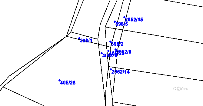 Parcela st. 405/29 v KÚ Ponědrážka, Katastrální mapa