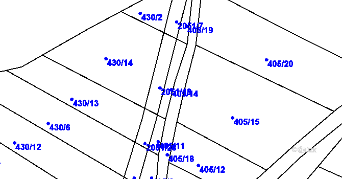Parcela st. 405/14 v KÚ Ponědrážka, Katastrální mapa
